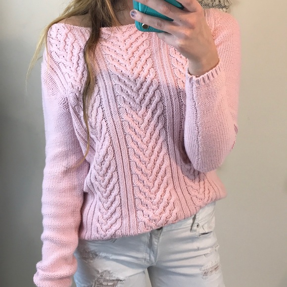 baby pink cable knit sweater